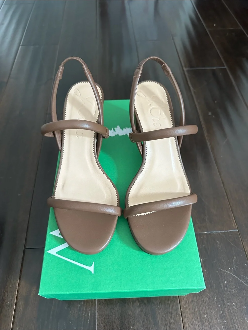 J. Crew Lucie Slingback Brown Leather Strappy Heel Sandals